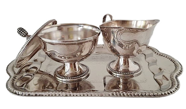Silverplated milk and sugar set, vintage