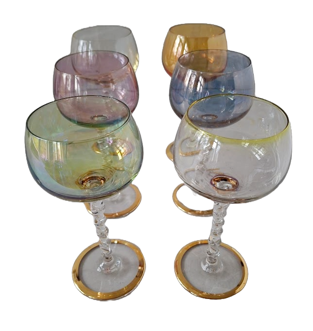 6 Antique crystal wine glasses from Hartzviller