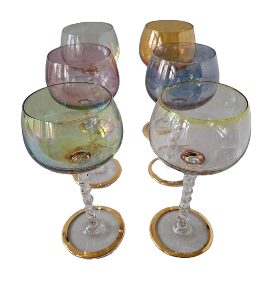 6 Antique crystal wine glasses from Hartzviller