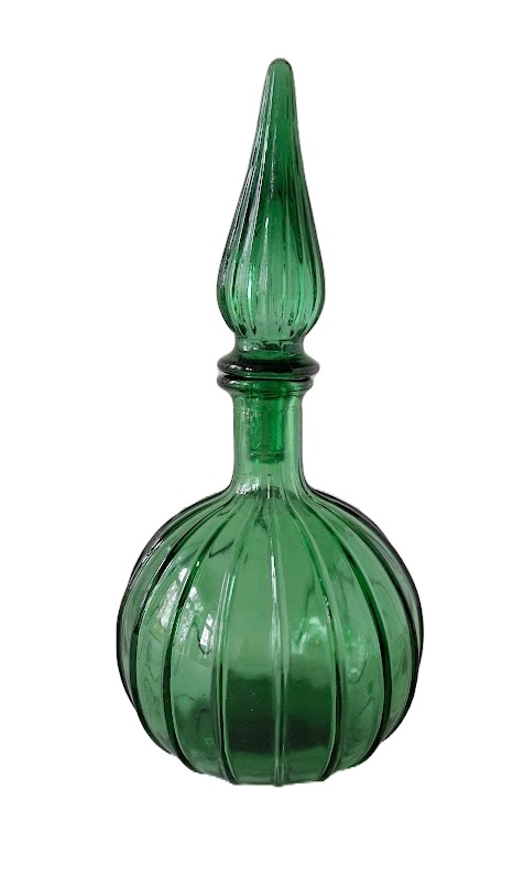 Green Empoli glass carafe from Italy, vintage