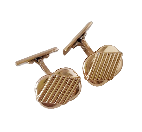 Vintage gold-plated cufflinks with diamond design