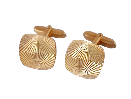 Gold-plated cufflinks with sunburst design, vintage