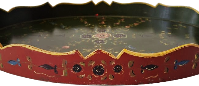 Hand-painted Dutch folk art wooden serving tray, vintage