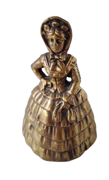 Brass bell in the shape of a lady with petticoat, vintage