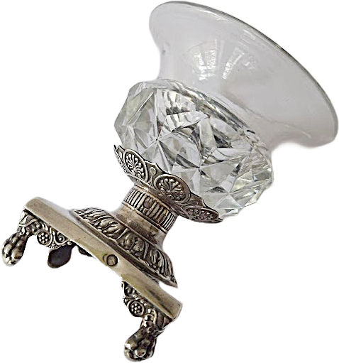 Silver and cut glass salt cellar from the early 19th century, antique